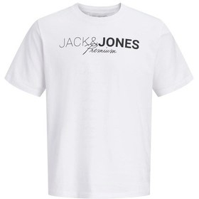Resim Jack & Jones Jack&jones 12298018 0 Yaka Erkek Tshirt - Beyaz Çok Renkli 