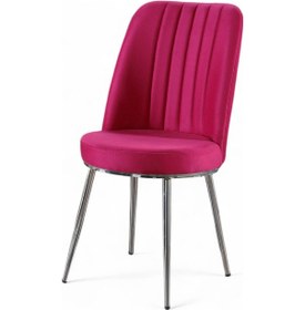 Resim Gold Sandalye - Soho Fuşya - Metal Krom Ayak 