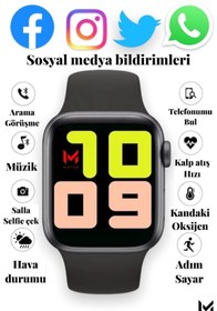 Resim Pazariz Akıllı Saat Nabız ve Tansiyon Ölçer Arama Özellikli Çift Tuş Aktif T500 Son Sürüm Ios/androıd Uymlu 