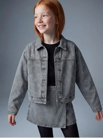 Resim LC Waikiki LCW Kids Karışık Fiyonk Taşlı Kız Çocuk Jean Ceket 