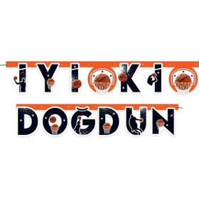 Resim Basketbol İyi Ki Doğdun Yazısı Banner Parti Süsü Doğum Günü Afişi Tüm Yaşlar 