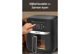 Resim Goldmaster Bella 1700W Xl Dokunmatik Cam Kapaklı Hazne Aydınlatmalı 3kg Tartı Fonksiyonlu Airfryer Sıcak Hava Fritözü 
