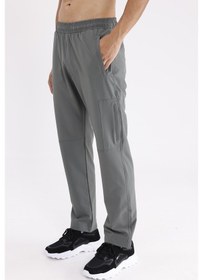 Resim Yan Fermuarlı Cep Diz Dikiş Detaylı Düz Paça Esnek Bel Spor Görünümlü Eşofman Altı Green 