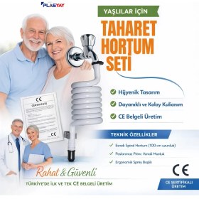Resim Plasyay Spiral Wc Taharet Hortumu Duvar Sabitlemeli Plastik Kelepçeli Yeni Ürün 120 Cm 