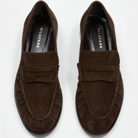 Resim Elwira Acı Kahve Süet Hakiki Deri Kadın Loafer Kahve Süet 