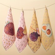 Resim 4 Katmanlı %100 Pamuklu Vintage Meyve Desenli Kare Havlular - Ultra Yumuşak, Yüksek Emici ve Hızlı Kuruyan Kiraz & Erik Çiçek Desenli Banyo ve Yüz Havlusu, 400 GSM Ev, Mutfak, Banyo İçin 