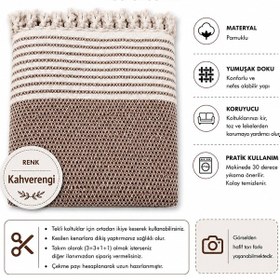 Resim Pamuklu Kaymaz Hasır Dokuma Maxi Boy Kolları Örten Koltuk Örtüsü 180x310 - Kahverengi 