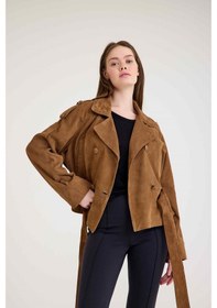 Resim Oversize Bayan Süet Deri Ceket Vb-2 Bk-2791 - 24027 Kahverengi 