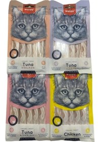 Resim Wanpy Creamy Treat Puding Kedi Ödül Maması Sıvı Kedi Ödülü Karışık 4 Paket 