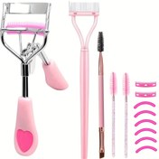 Resim 13 parça makyaj fırçası seti, kirpik kıvırıcı, kirpik ayırıcı, kaş fırçası, kirpik fırçası, değiştirme yapıştırıcı şeritler, 10 saniyede kirpik kıvırma ve kaldırma, tüm göz tiplerine uygun, kadınlar ve kız arkadaşı için hediye 