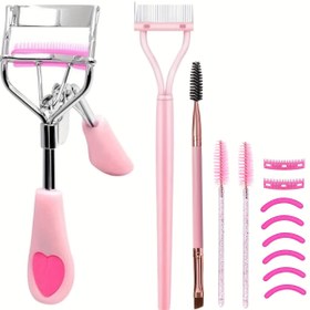 Resim 13 parça makyaj fırçası seti, kirpik kıvırıcı, kirpik ayırıcı, kaş fırçası, kirpik fırçası, değiştirme yapıştırıcı şeritler, 10 saniyede kirpik kıvırma ve kaldırma, tüm göz tiplerine uygun, kadınlar ve kız arkadaşı için hediye 