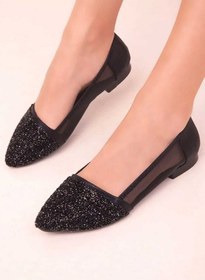 Resim Taşlı Yanı Tüllü Günlük Şık Güncel Trend Babet Siyah 