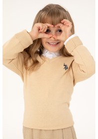 Resim U.S. Polo Assn. Kız Çocuk Kum V Yaka Basic Kazak 50294198-VR085 