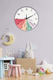 Resim Dekoratif Çocuk Odası Duvar Saati 35X35Cm Renkli BWDSCX35-0195 