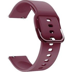 Resim 22mm Kilitli Silikon Saat Kordonu - Samsung Galaxy Watch Active2 Uyumlu, Yumuşak, Ayarlanabilir, 9 Renk Seçeneği Bordo 