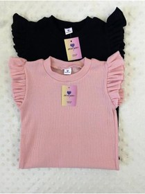 Resim ARYA BABY Fırfır Kol Detaylı 2li Kız Bebek Çocuk Tişört-üst Giyim-sıfır Kol 