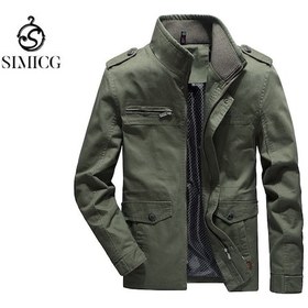 Resim Sımıcg Erkek Pamuklu Günlük Kaban Trençkot - Koyu Yeşil 