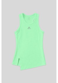 Resim Tommy Life Neon Yeşil Yırtmaç Detaylı O Yaka Sıfır Kollu Standart Kalıp Kadın Spor Atlet - 97256 Neon Yeşil 