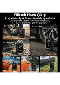 Resim Fiat Egea/ Egea Cross İçin Digital Şarjlı Güçlü Araba Lastik Şişirme Kompresörü Basınç Göstergeli 