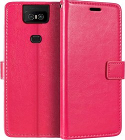 Resim PU Deri Cüzdanlı Telefon Kılıfı Asus Zenfone 6 ZS630KL ile Uyumlu, Mıknatıslı Kapaklı, Kart Gözlü ve Ayaklı Koruyucu Kapak 