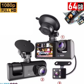 Resim 64gb Araç İçi Kamera 3 Kameralı Yol + Araç İçi+ Arka Fhd Video Kayıt Mikrofonlu Türkçe Cc-33 