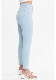 Resim Shevega Kadın Buz Mavi Ön Contali Likrali Dar Paça Jeans Pantolon Buz Mavi 