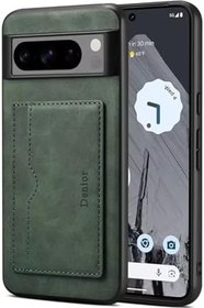 Resim Microcase Google Pixel 9 Pro XL ile Uyumlu Kartlıklı Standlı Deri Kaplama Kılıf-AL5138 (Yeşil) 