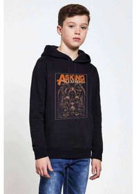 Resim Asking Alexandria Baskılı Unisex Çocuk Kapüşonlu Siyah Sweatshirt (528740988) 