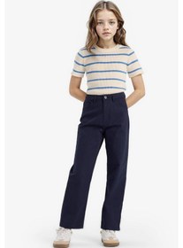 Resim Defacto Kız Çocuk Straight Fit Geniş Bol Paça Cepli Pamuklu Okul Pantolonu C9471a825aunv253 Lacivert 