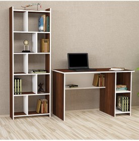 Resim Kalenderdekor1 Kalender Dekor Avel Snow 120 Cm Çalışma Masası Takımı Aves03 Beyaz - Ceviz 