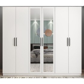 Resim Alessi 6 Kapaklı Dolap Gardırop Beyaz 