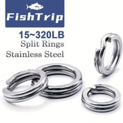 Resim FishTrip 200-Lü Paslanmaz Çelik Bölünmüş Halkalar Balık Tutma - Ağır Hizmet Snap Kancaları, Tuzlu Su ve Tatlı Su Lüks Bağlantıları, Güvenli Hat Bağlama için Anti-Pas Savrular 