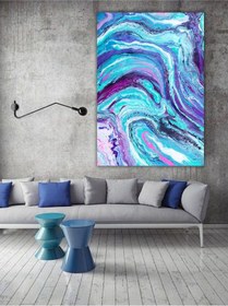 Resim Yağlı Boya Tablo %100 El Yapımı 84cmx115cm Ebru Soyut 