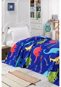 Resim Enlora Home Doğal Pike Baskılı Tek Kişilik Dinazorus Mavi 