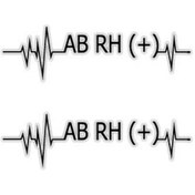 Resim Bt47S Kalp Ritmi Desenli Ab Rh Pozitif Kan Grubu Etiketi 2Li Set 