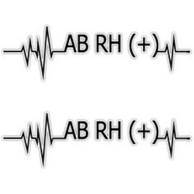 Resim Bt47S Kalp Ritmi Desenli Ab Rh Pozitif Kan Grubu Etiketi 2Li Set 