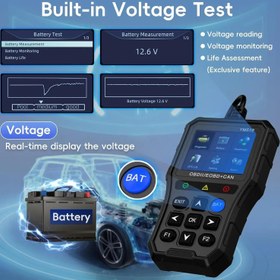 Resim Araç Arıza Tespit Silme Cihazı YM519 Hafızalı OBD2 EOBD+CAN Batarya Akü Test 
