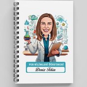 Resim En Başarılı Kadın Fen Öğretmeni Karikatürlü Defter 