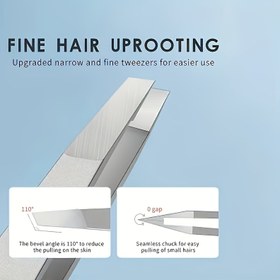 Resim 1 adet/2 adet Hassas Cımbız - Paslanmaz Çelik Dikişsiz Ultra İnce Tasarım, Kaş ve Yüz Tüyü Alma için Uygun, Alkolsüz, Unisex, 11cm 4.3 inç Saplı 0.7cm 0.28 inç 