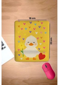 Resim Sonictouch Bilek Destekli Kalpli Ördek Temalı Sarı Dikdörtgen Pürüzsüz Yüzey Dikişsiz Mouse Pad 18x2 Mousepad 