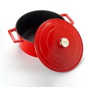 Resim Lava Folk 22 cm Yuvarlak Derin Döküm Kırmızı Tencere 