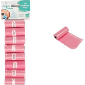 Resim Bamm Bamm Kirli Bebek Bezi Poşeti Çanta Boy Pembe 8 Rulo (120 Adet) 