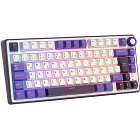 Resim Royal Kludge R75 75% Kablolu Türkçe Gaming Klavye Beyaz-mor 