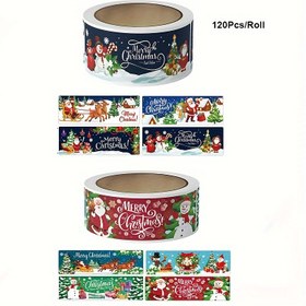 Resim 120 adet Noel Stickerları - Bayramlık Ağaç, Geyik & Noel Baba Tasarımları | 2.49cm x 7.59cm Kendinden Yapışkanlı Etiketler Tatil Kartları, Hediyeler & Zarf için | Işıltılı Bitiş, Tek Kullanımlık 