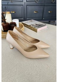 Resim 10 1896 Topukla Kadın Kadeh Topuklu 6 Cm Topuklu Stiletto Ayakkabı Ten 
