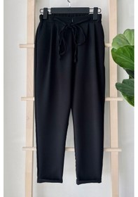 Resim İp Detay Havuç Pantolon - Siyah Siyah 