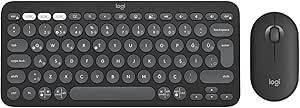 Resim Logitech Pebble 2 Kablosuz Klavye ve Mouse Seti, Sessiz ve Taşınabilir, Özelleştirilebilir, Logi Bolt, Bluetooth, Windows, macOS, iPadOS ve Chrome için Easy-Switch, Türkçe Q Klavye, Siyah 