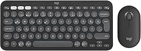 Resim Logitech Pebble 2 Kablosuz Klavye ve Mouse Seti, Sessiz ve Taşınabilir, Özelleştirilebilir, Logi Bolt, Bluetooth, Windows, macOS, iPadOS ve Chrome için Easy-Switch, Türkçe Q Klavye, Siyah 