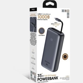 Resim Azurtech 10.000MAH LCD Ekranlı Fulltech Otomatik 50CM Type-C Kablolu 35W Hızlı Şarj Taşınabilir Powerbank 