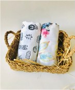 Resim Çok Amaçlı Ayı Ve Çiçek Müslin Bezi Örtü Battaniye 110 X 110 Cm 2 Adet Çok Renkli 